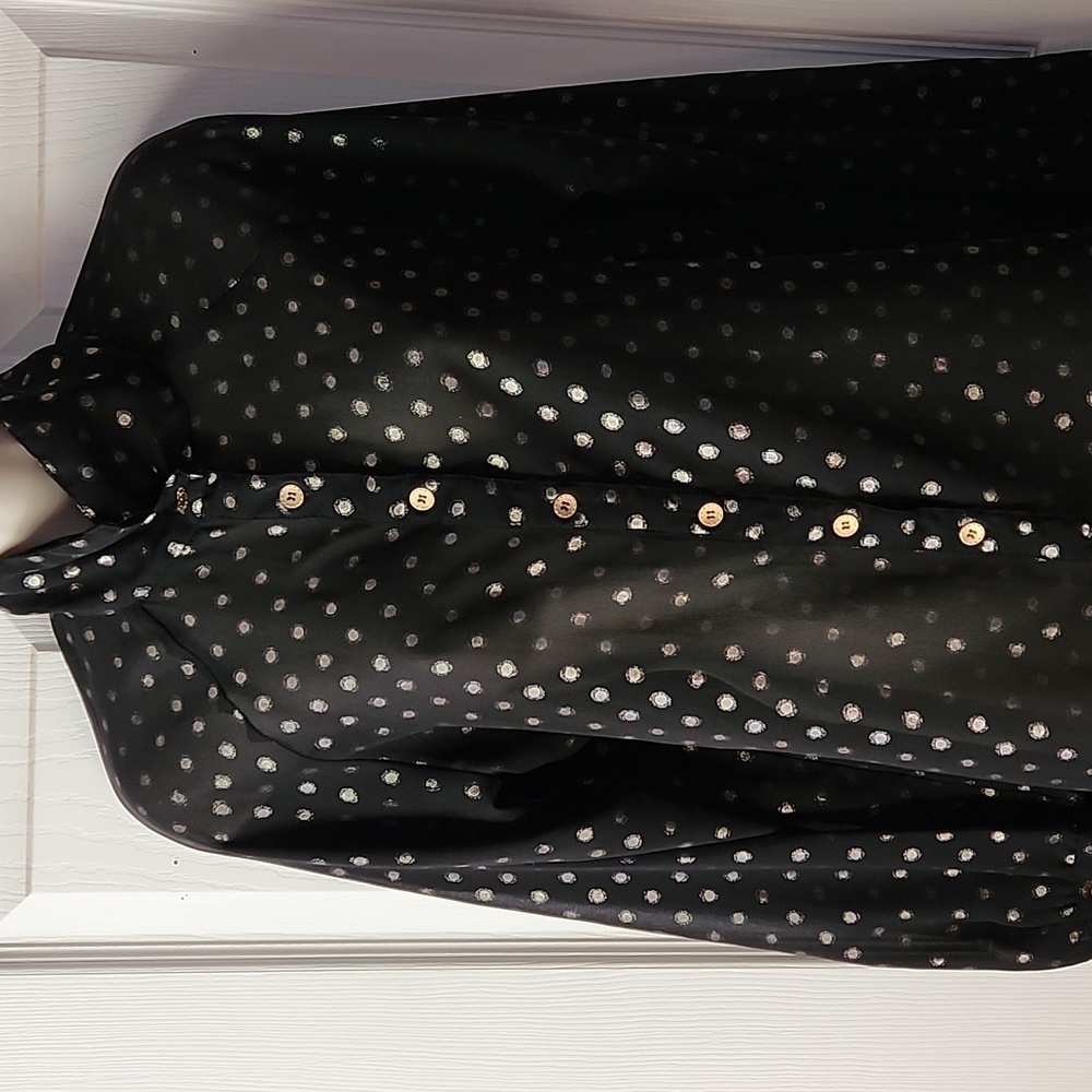Fun And Flirt Black Sheer Blouse Excellent Condition